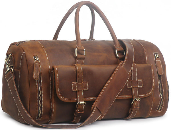 DEEPKEE original nubuck handmade full-grain genuine leather cowhide bag DEEPKEE HANDMADE | Caesar Crazy Horse Leather Luggage bag No.1188