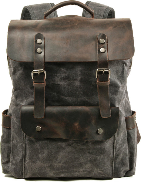 DEEPKEE original nubuck handmade full-grain genuine leather cowhide bag DEEPKEE Bradford Hogsback Travel Backpack #8064K-LA