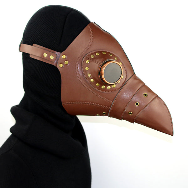 DEEPKEE original nubuck handmade full-grain genuine leather cowhide bag Steampunk Plague Doctor Bird Mask Long Nose Beak Halloween Costume #HG080