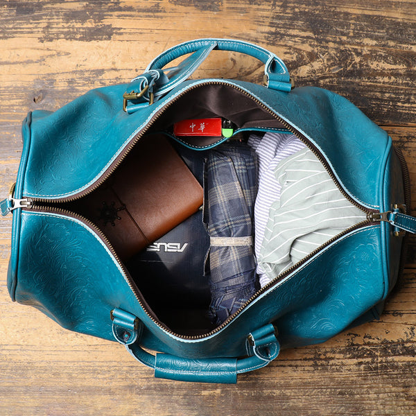 DEEPKEE original nubuck handmade full-grain genuine leather cowhide bag The Kenai Embossed Texture Luggage #30009