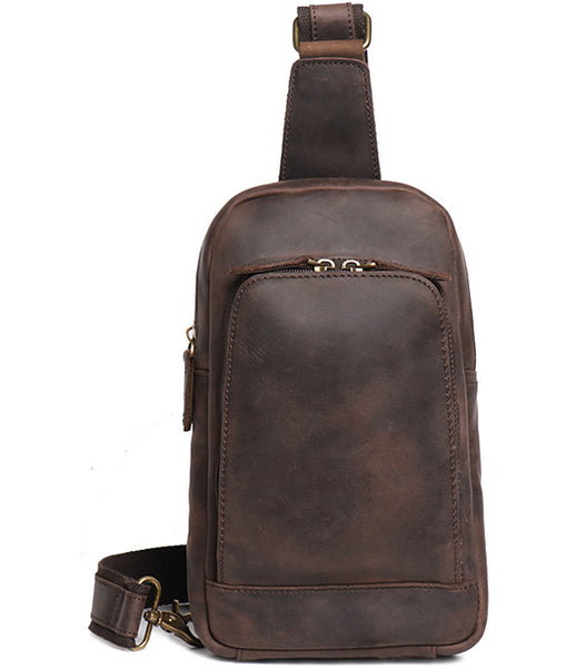 DEEPKEE original nubuck handmade full-grain genuine leather cowhide bag Buddy Sling Crossbody Bag No.30012