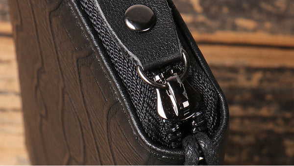 DEEPKEE original nubuck handmade full-grain genuine leather cowhide bag Checkered Cowhide Long Wallet With Wrist Strap No.J027_1