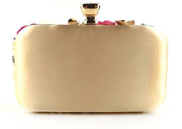 DEEPKEE original nubuck handmade full-grain genuine leather cowhide bag The Handmade Flower Beaded Clutch Bag #OC3815