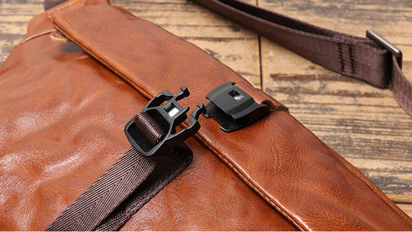 DEEPKEE original nubuck handmade full-grain genuine leather cowhide bag Charlie Cross-body Backpack No.30297