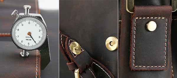 DEEPKEE original nubuck handmade full-grain genuine leather cowhide bag DEEPKEE Leather Side Bag 10 inches Messenger Bag P2112FS