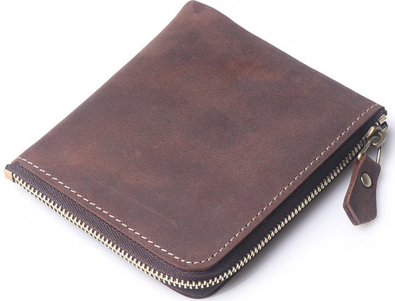 DEEPKEE original nubuck handmade full-grain genuine leather cowhide bag DEEPKEEE HANDMADE | Kay Lite Shorter Leather Wallet No.192