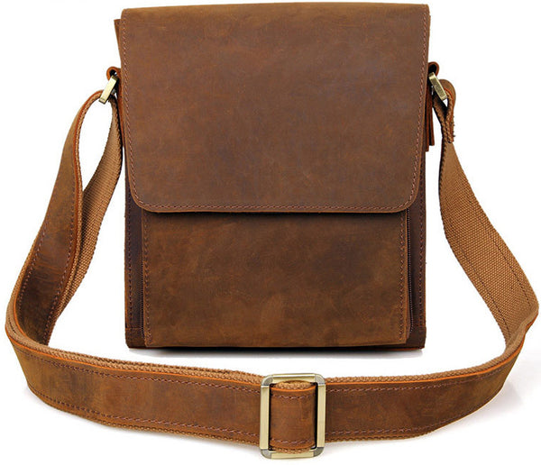 DEEPKEE original nubuck handmade full-grain genuine leather cowhide bag Crazy Horse Leather Crossbody Pack Messenger Bag #7055B