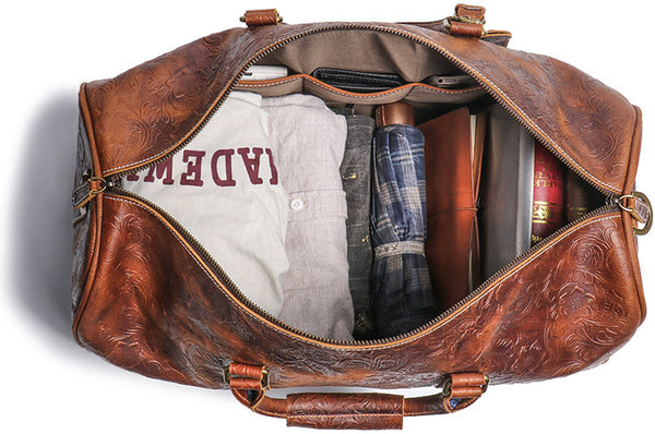 DEEPKEE original nubuck handmade full-grain genuine leather cowhide bag DEEPKEE LEATHER | Sheridan Style Duffle Bag No.30009-5