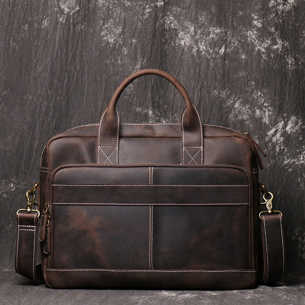 DEEPKEE original nubuck handmade full-grain genuine leather cowhide bag The Reagan Cowhide Briefcase #3359