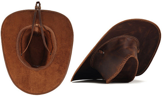 DEEPKEE original nubuck handmade full-grain genuine leather cowhide bag DEEPKEE shop brown leather hat 3040