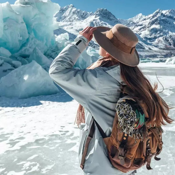 DEEPKEE original nubuck handmade full-grain genuine leather cowhide bag Canvas Spliced Leather Mountaineering Backapck #9508