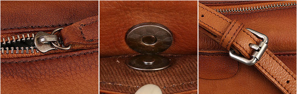 DEEPKEE original nubuck handmade full-grain genuine leather cowhide bag Unisex Leather Boston Bag No.9096