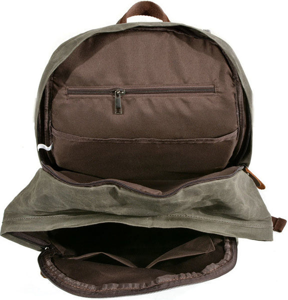 DEEPKEE original nubuck handmade full-grain genuine leather cowhide bag Deepkee Handmade Leather&Waxed-Canvas Weekend Travel Backpack #6023