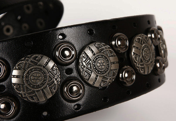 DEEPKEE original nubuck handmade full-grain genuine leather cowhide bag Navel nailhead vegetable tanned cowhide belt #211224