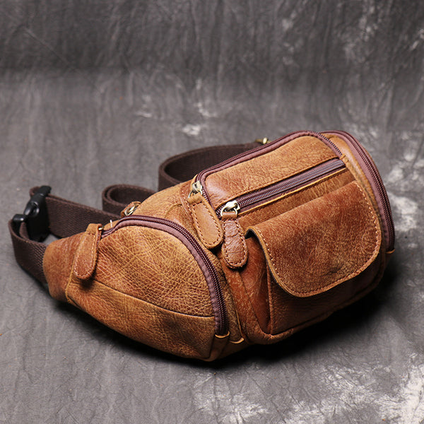 DEEPKEE original nubuck handmade full-grain genuine leather cowhide bag Enos Nubuck Leather Waist Bag No.184