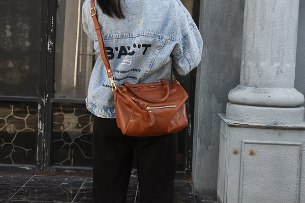 DEEPKEE original nubuck handmade full-grain genuine leather cowhide bag Crystal Vegetable Tanned Cowhide Pandora Box Biker Bag KM-23713