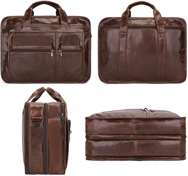 DEEPKEE original nubuck handmade full-grain genuine leather cowhide bag The DEEPKEE Executive attaché case #7093C