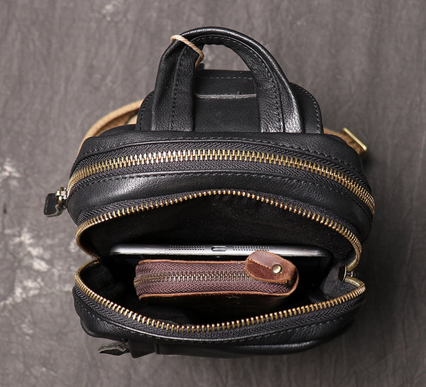 DEEPKEE original nubuck handmade full-grain genuine leather cowhide bag Aubrey Sling Bag No.9843