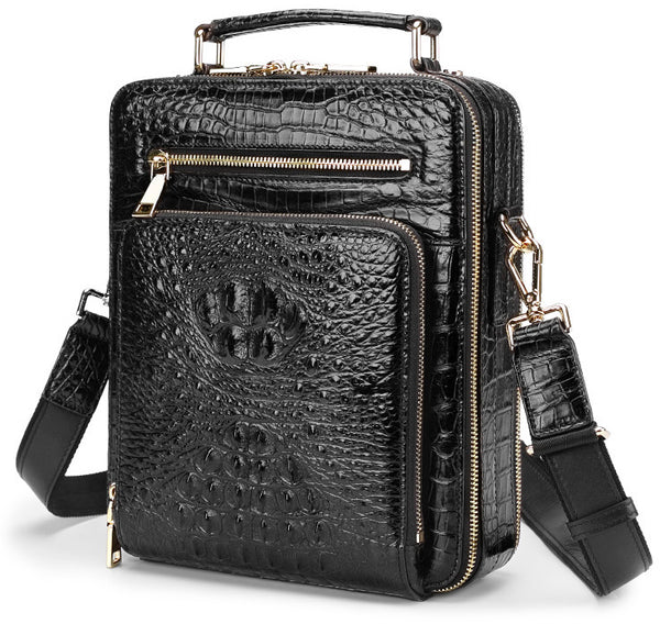 DEEPKEE original nubuck handmade full-grain genuine leather cowhide bag Handmade Leather Men's shoulder bag light luxury crocodile leather men's bag #1075