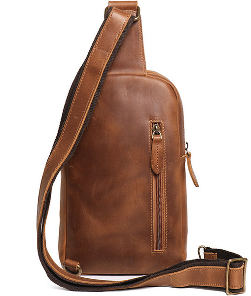 DEEPKEE original nubuck handmade full-grain genuine leather cowhide bag Buddy Sling Crossbody Bag No.30012