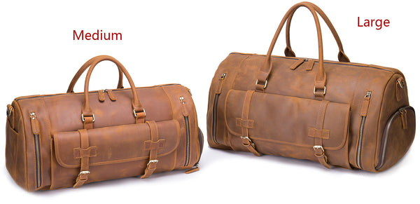 DEEPKEE original nubuck handmade full-grain genuine leather cowhide bag The Borsone Duffel Bag #1125