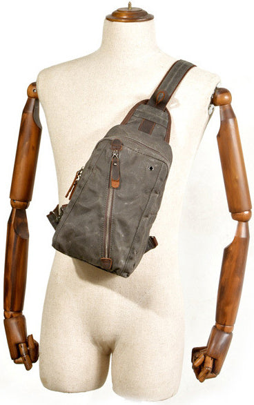 DEEPKEE original nubuck handmade full-grain genuine leather cowhide bag Deepkee Canvas Diagonal Bag #6018