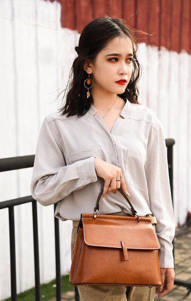 DEEPKEE original nubuck handmade full-grain genuine leather cowhide bag Cowhide Satchel Bag for Outgoing #6975-D