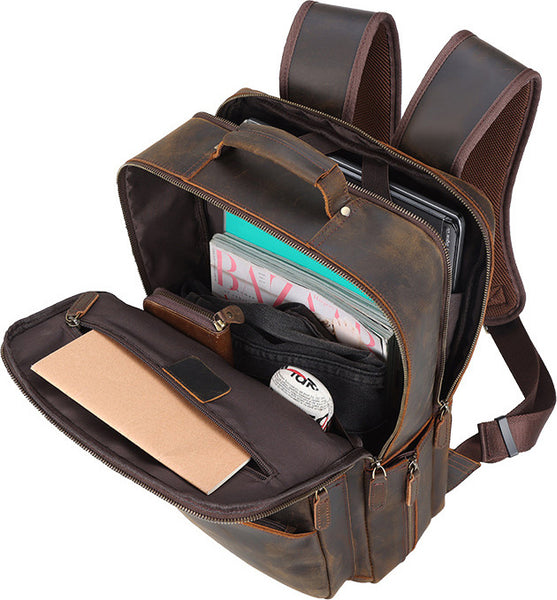 DEEPKEE original nubuck handmade full-grain genuine leather cowhide bag DEEPKEE WALKER LEATHER BACKPACK #3774