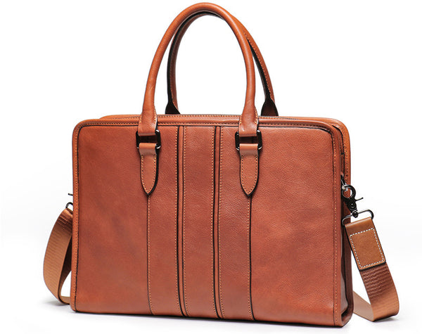 DEEPKEE original nubuck handmade full-grain genuine leather cowhide bag Vegetable Tanned Cowhide Leather Briefcase for laptop No.30046