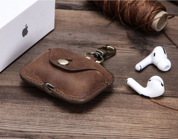 DEEPKEE original nubuck handmade full-grain genuine leather cowhide bag Best Personalized Custom Cover Leather AirPods Pro Case