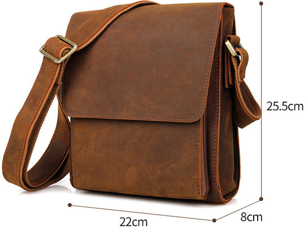 DEEPKEE original nubuck handmade full-grain genuine leather cowhide bag Crazy Horse Leather Crossbody Pack Messenger Bag #7055B