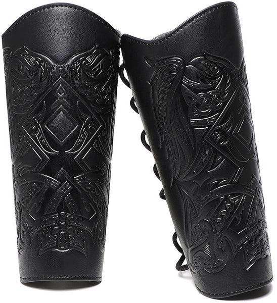 DEEPKEE original nubuck handmade full-grain genuine leather cowhide bag Nordic Viking Wristguard Medieval Renaissance COSPLAY Props Arm Guards FAS053