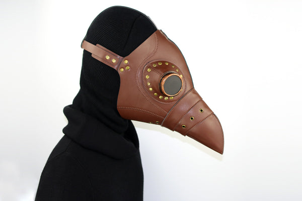 DEEPKEE original nubuck handmade full-grain genuine leather cowhide bag Steampunk Plague Doctor Bird Mask Long Nose Beak Halloween Costume #HG080