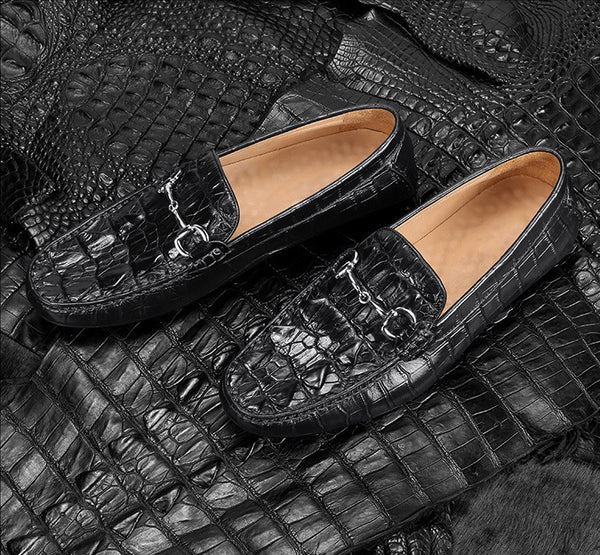 DEEPKEE original nubuck handmade full-grain genuine leather cowhide bag Handmade Crocodile Gommino Mens 6007-1