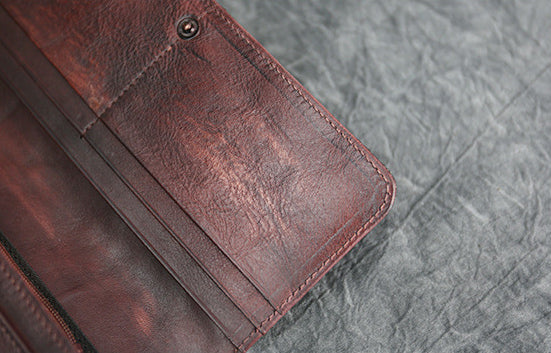 DEEPKEE original nubuck handmade full-grain genuine leather cowhide bag Deepkee Leather Carving Dragonflies Wallet #9630