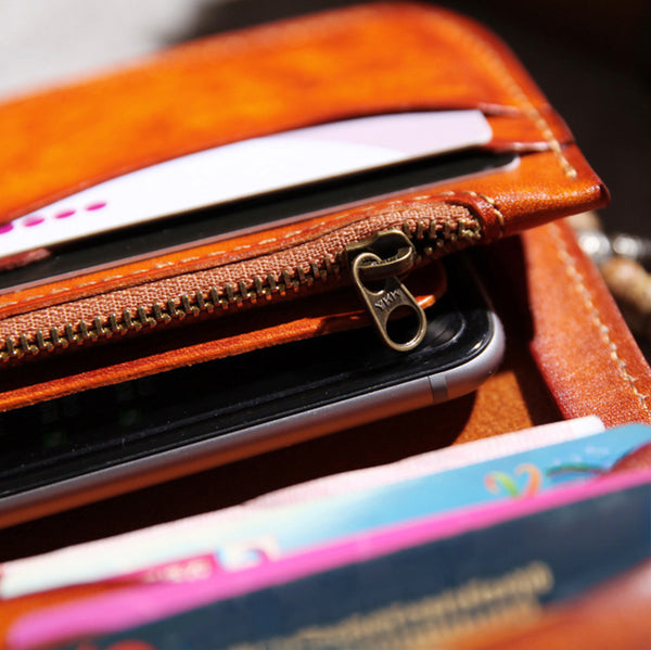 DEEPKEE original nubuck handmade full-grain genuine leather cowhide bag DEEPKEE Multi-pockets Tanned Leather Notecase Card Slots #BR5091