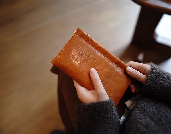 DEEPKEE original nubuck handmade full-grain genuine leather cowhide bag Handcrafted Leather Coin Purse & Card Organizer Wallet #D80591