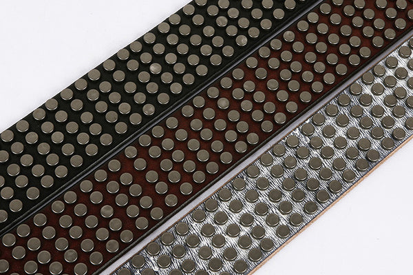 DEEPKEE original nubuck handmade full-grain genuine leather cowhide bag Deepkee Handcrafted Cowhide Circle Rivet Belt #687856