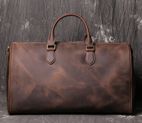 DEEPKEE original nubuck handmade full-grain genuine leather cowhide bag DEEPKEE LEATHER | Kenneth Genuine Leather Cross Duffel Bag No.30020