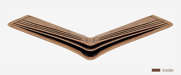 DEEPKEE original nubuck handmade full-grain genuine leather cowhide bag Best Brown Bifold Leather Mens Wallet Slim Wallet Driver's License Wallet for Men 8029