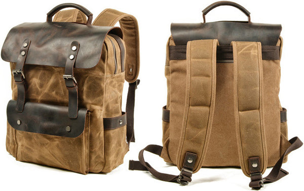 DEEPKEE original nubuck handmade full-grain genuine leather cowhide bag DEEPKEE Bradford Hogsback Travel Backpack #8064K-LA