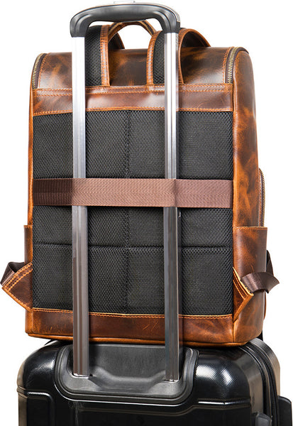 DEEPKEE original nubuck handmade full-grain genuine leather cowhide bag Octavius Outdoor Multifunctional Backpack No.7422