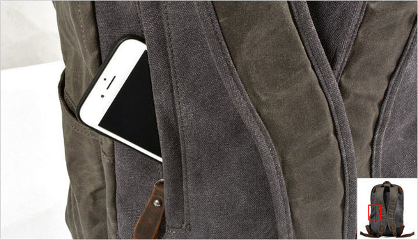 DEEPKEE original nubuck handmade full-grain genuine leather cowhide bag Deepkee Handmade Leather&Waxed-Canvas Weekend Travel Backpack #6023