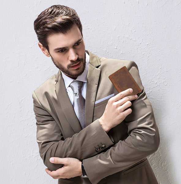 DEEPKEE original nubuck handmade full-grain genuine leather cowhide bag DEEPKEE Handmade Leather Trifold Key Wallet #KZ230