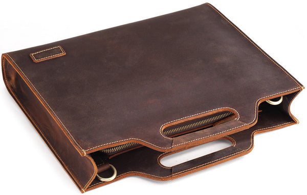 DEEPKEE original nubuck handmade full-grain genuine leather cowhide bag Slim Briefcase DEEPKEE LEATHER 2 Folio No.SF046