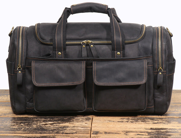 DEEPKEE original nubuck handmade full-grain genuine leather cowhide bag The Cambridge Travel Luggage Bag #0571-1