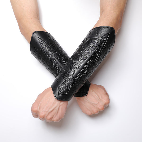 DEEPKEE original nubuck handmade full-grain genuine leather cowhide bag DEEPKEE Pirate Knights PU Lace-Up Wristband Arm Guards  FAS050