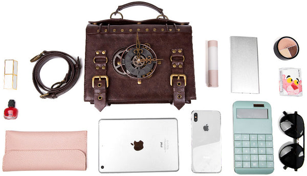 DEEPKEE original nubuck handmade full-grain genuine leather cowhide bag Punk industrial cross-body bag #BG028