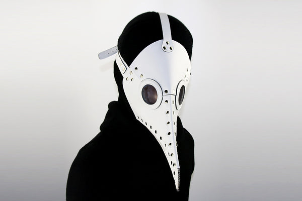 DEEPKEE original nubuck handmade full-grain genuine leather cowhide bag Fancy Plague Doctor Mask Birds Mouth Long Nose Dress Up #HG083