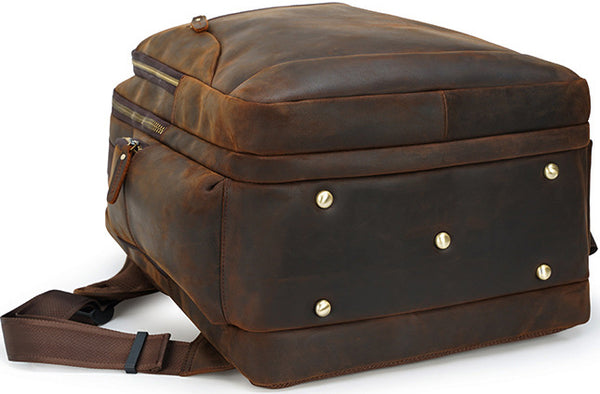 DEEPKEE original nubuck handmade full-grain genuine leather cowhide bag Deepkee Full-grain Leather Large Capacity Travel Cowhide Backpack #3709